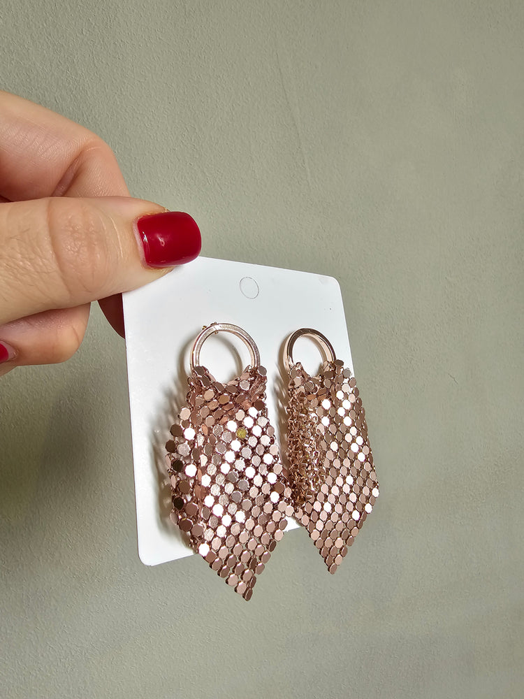 Chain Mail Earrings in rose gold
