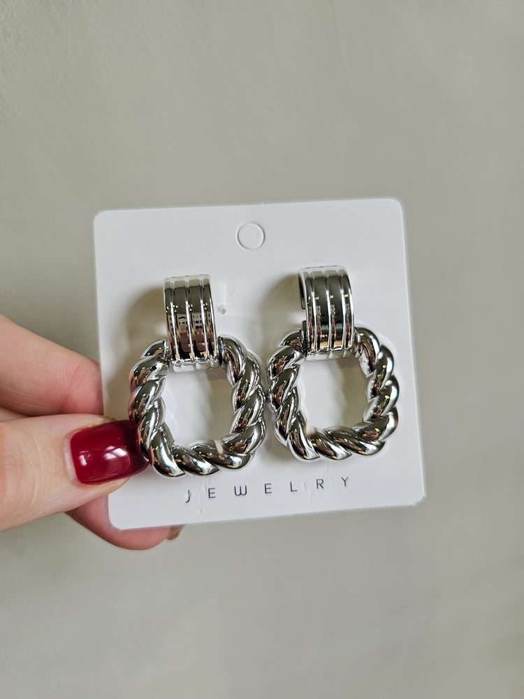 Twisted Rope Square Statement Earrings