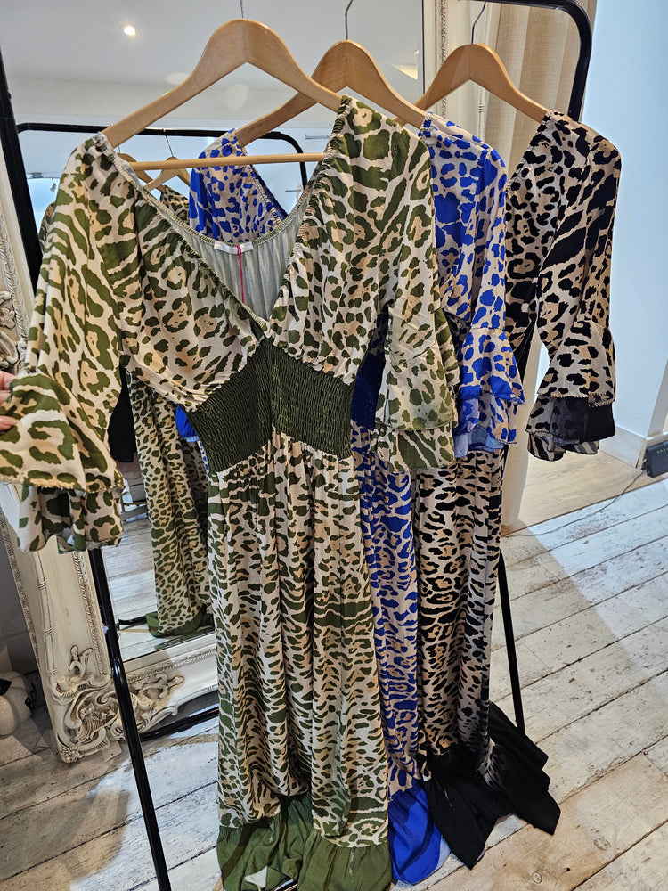 Pia Shirred Waist Leopard print Jumpsuit