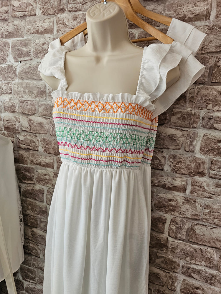 Square Neck Shirred Maxi Dress