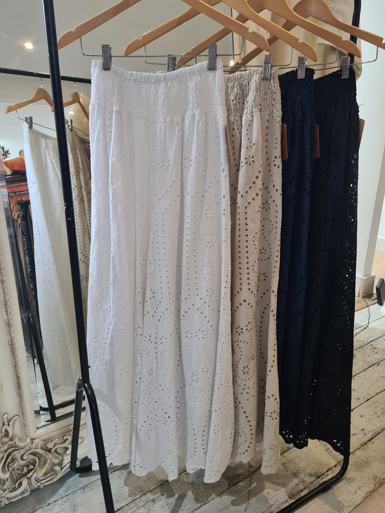 Broderie Anglaise Wide Leg Trouser