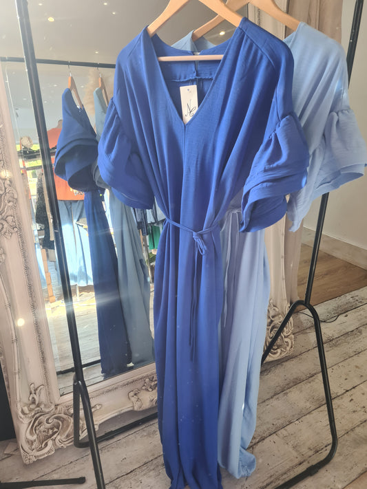 Statement sleeve jumpsuit in Blues