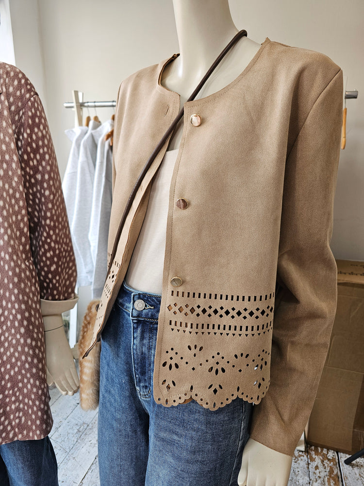 Sienna SUEDE-EFFECT cutout detail jacket