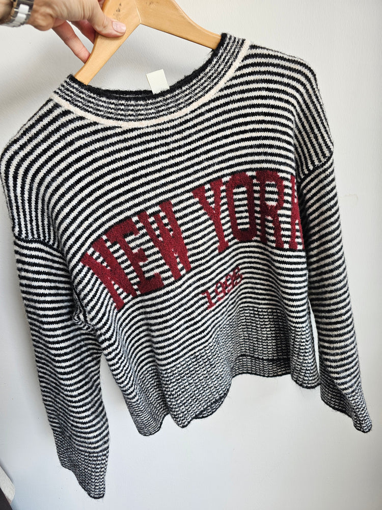 New York Striped Wool Jumper in Black