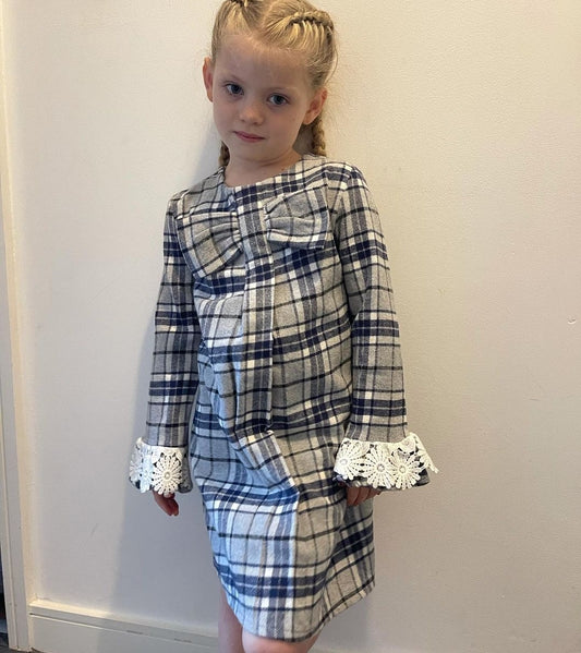 Girls grey tartan dress