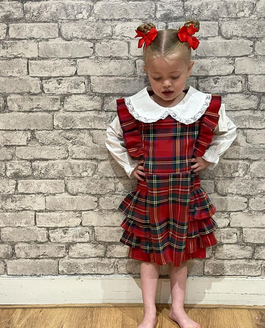 Girls tartan playsuit with long sleeves