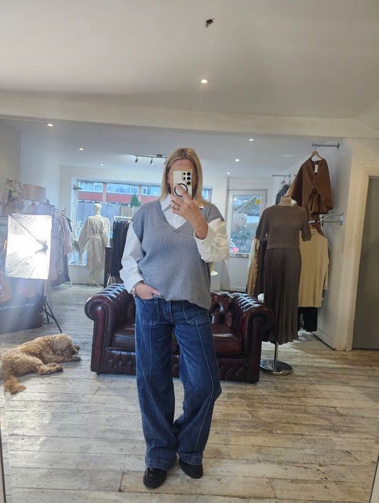 Seam Front Straight Leg Jeans