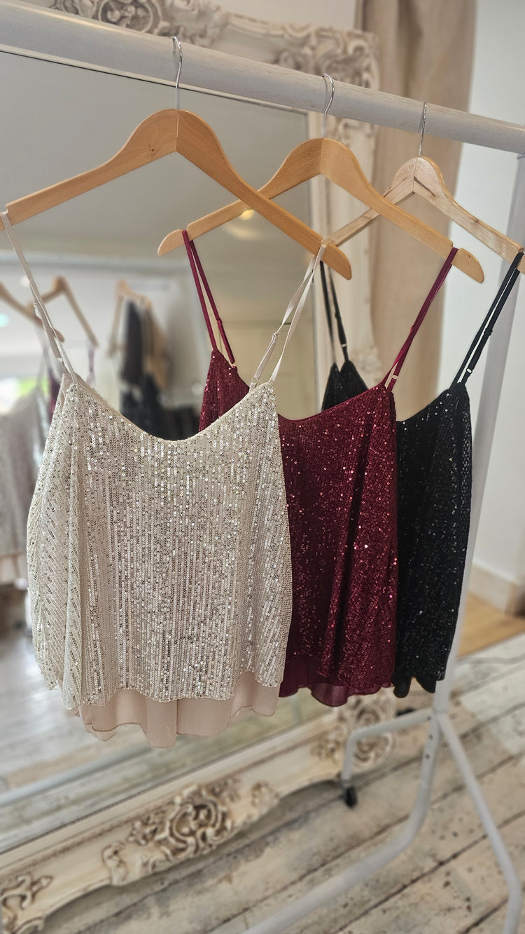 Sequin Cami in champagne