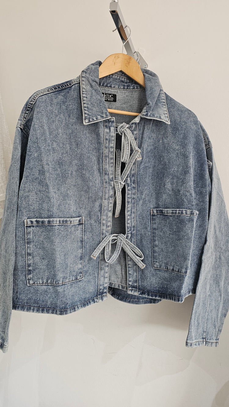 Betsy  Front Knotted Denim Jacket