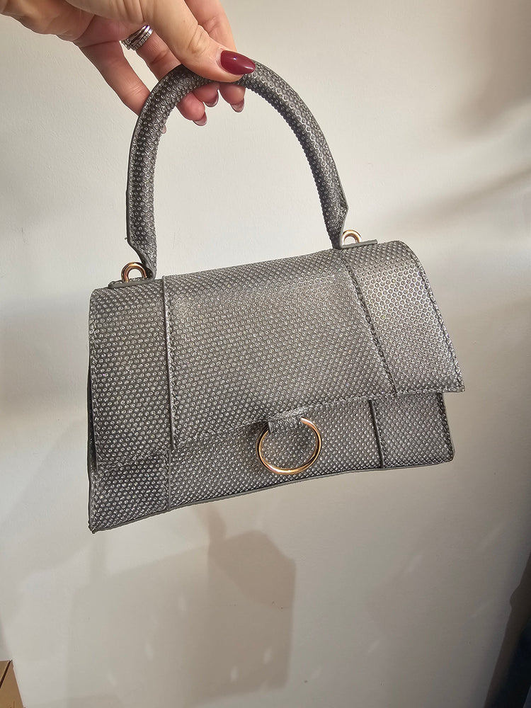 Cindy rhinestone bag in muted light grey