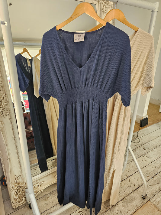 Lydia cheesecloth maxi dress in navy
