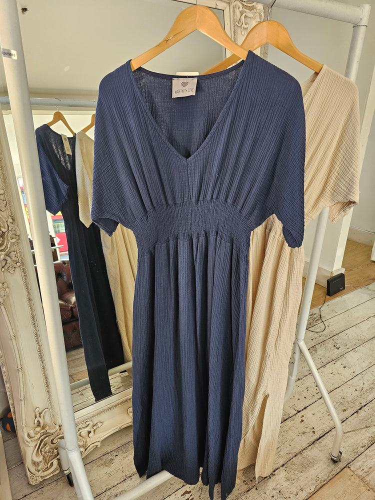 Lydia cheesecloth maxi dress in navy