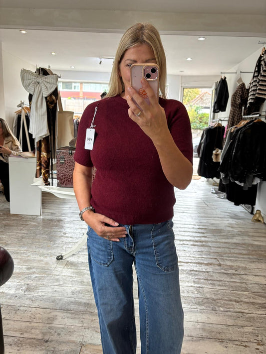 Esme sueprsoft short sleeve knit jumper in merlot