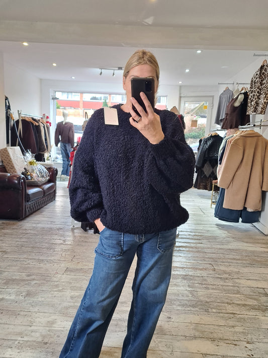 Tabitha popcorn textured jumper in navy