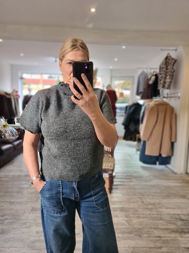 Scarlett frill hem knit jumper in grey