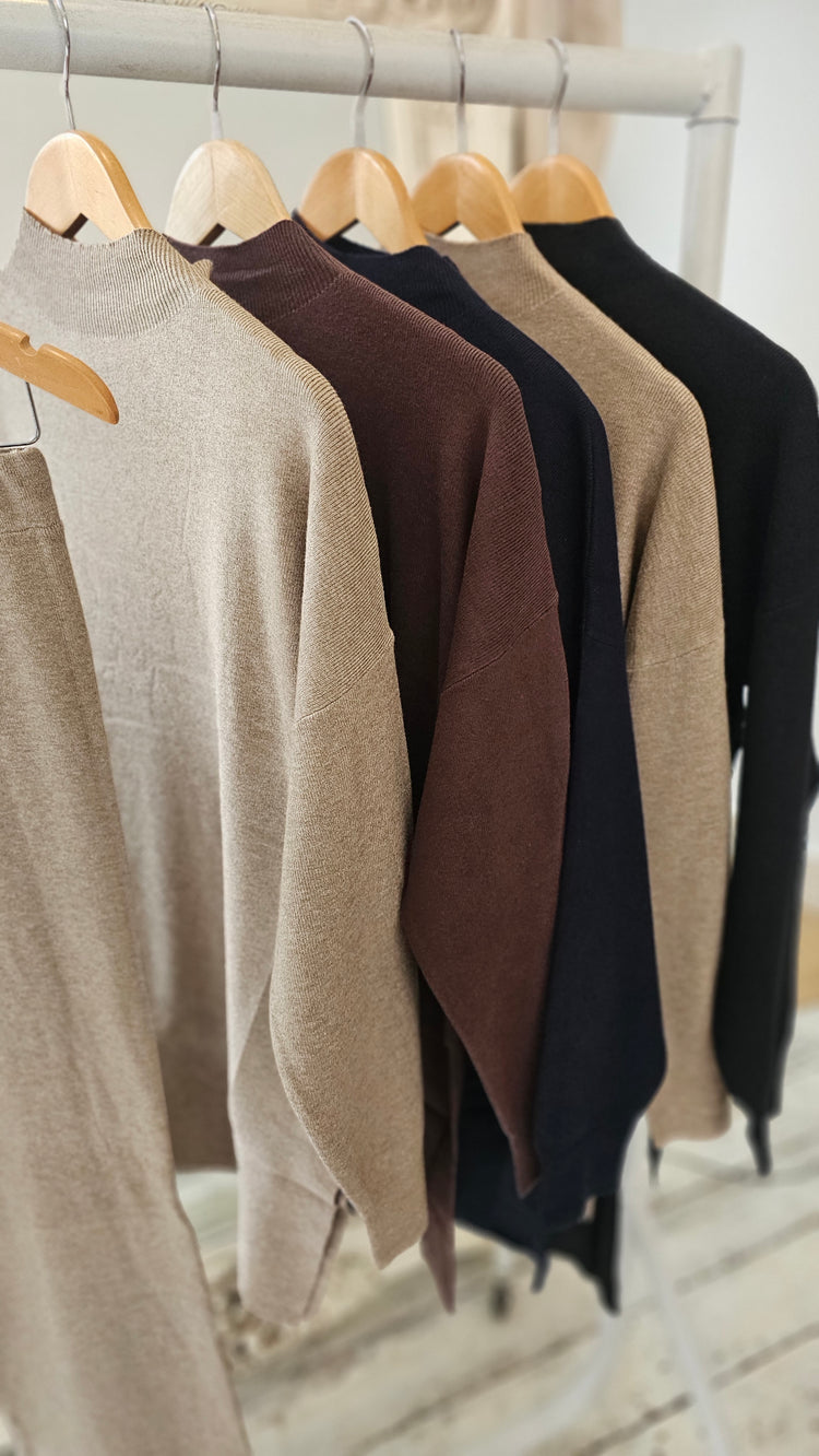 NIKKI HIGH NECK WIDE LEG TWO PIECE IN CHOCOLATE