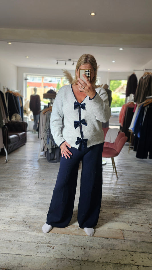 SADIE ELASTICATED WAIST TROUSERS IN NAVY