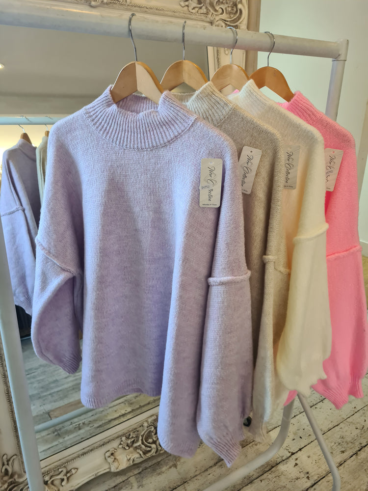 Piper balloon sleeve knit jumper in lilac