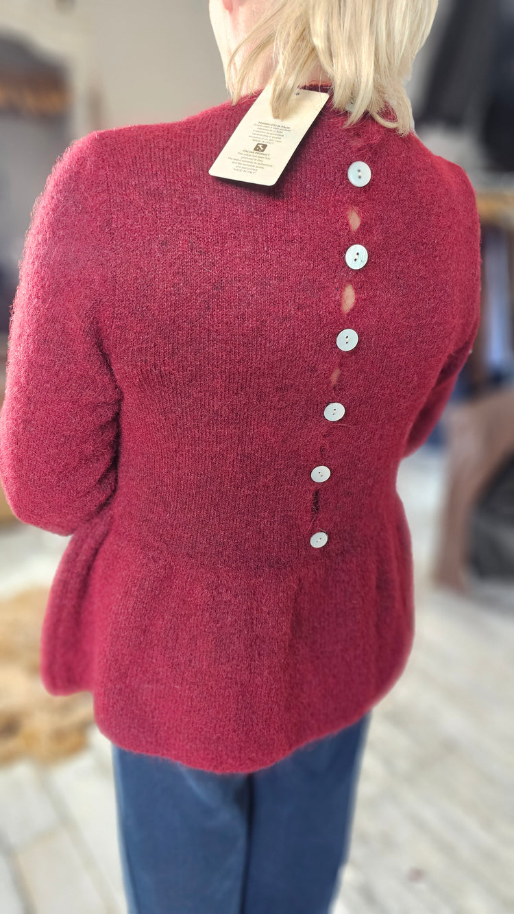 ESTER FRILL HEM KNIT JUMPER IN WINE