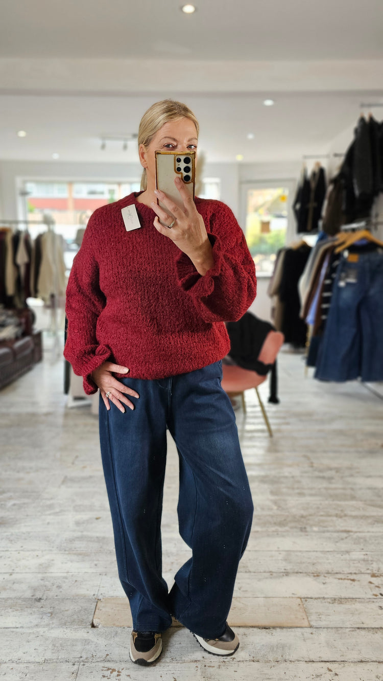 Diana Frill cuff detail jumper in Wine