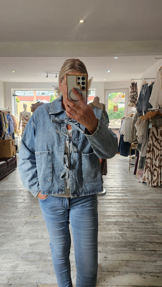 Betsy  Front Knotted Denim Jacket