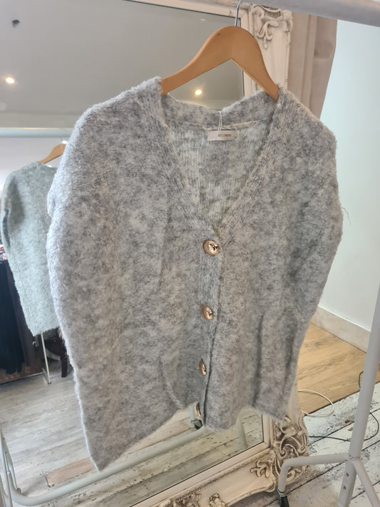 Fern button detail knitted waistcoat in grey