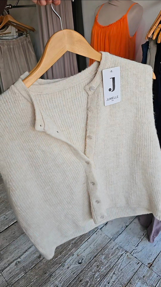 Tilly sleeveless soft knit vest in beige