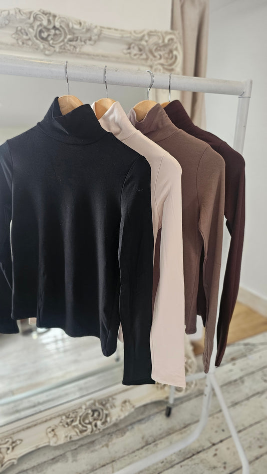 Kimberly high neck viscose stretchy top black