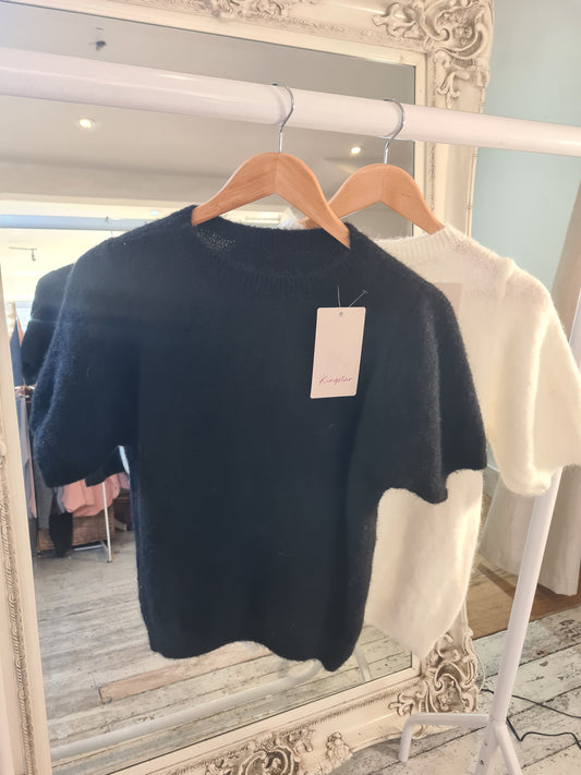Evelyn Round neck knit jumper in black