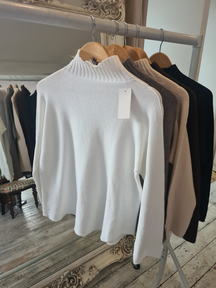 Isabelle RIBBED HIGHNECK PLAIN JUMPER IN ivory