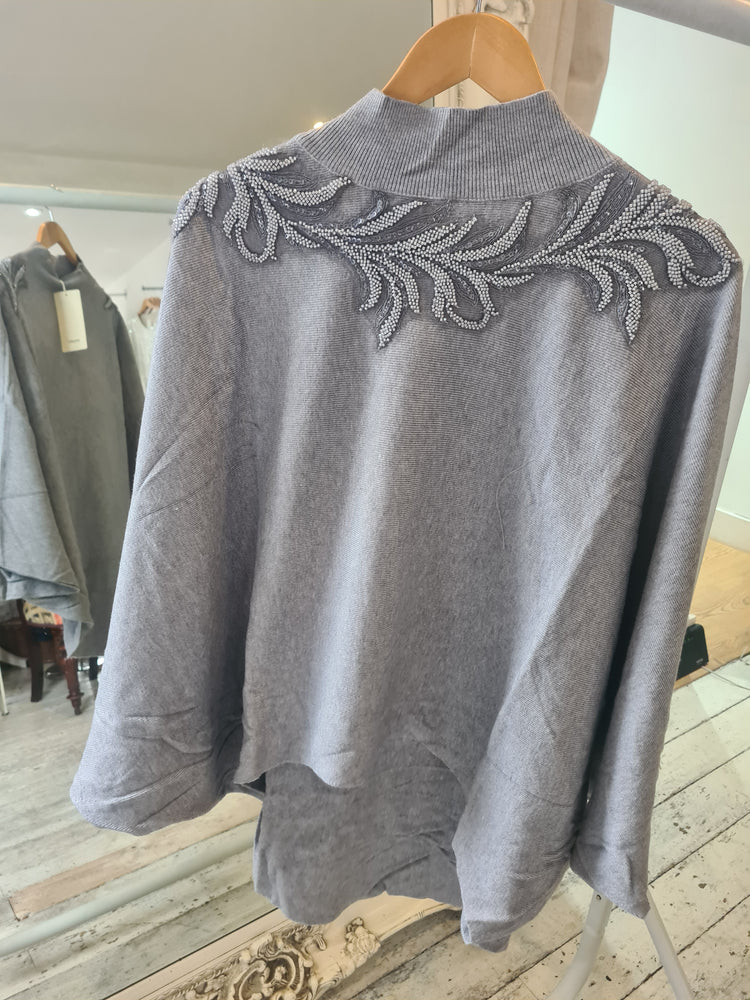 Maeve  embellished neck jumper in grey
