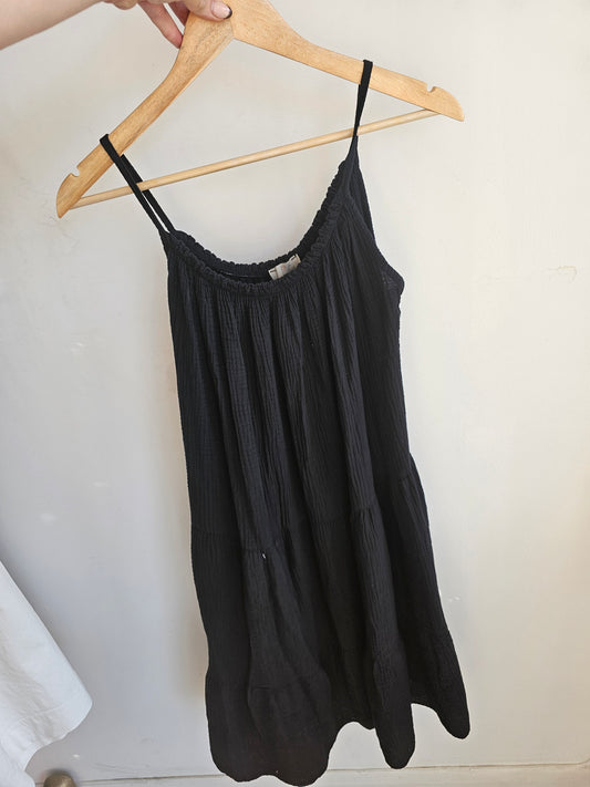 Evie tiered cami cheesecloth dress in  black
