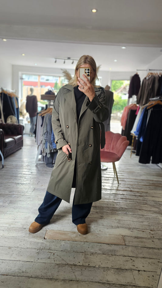 Kate Midi Trench Coat in khaki