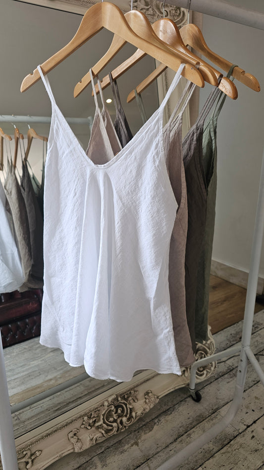 Suzie Linen Strap Top in beige