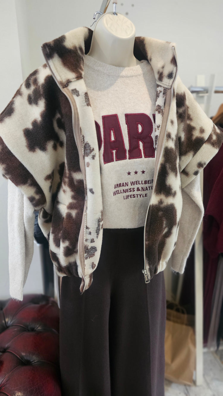 Paris Slogan Wool Mix Jumper in Wine