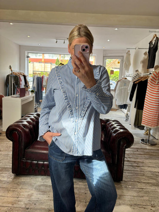 Stripe frill detail shirt