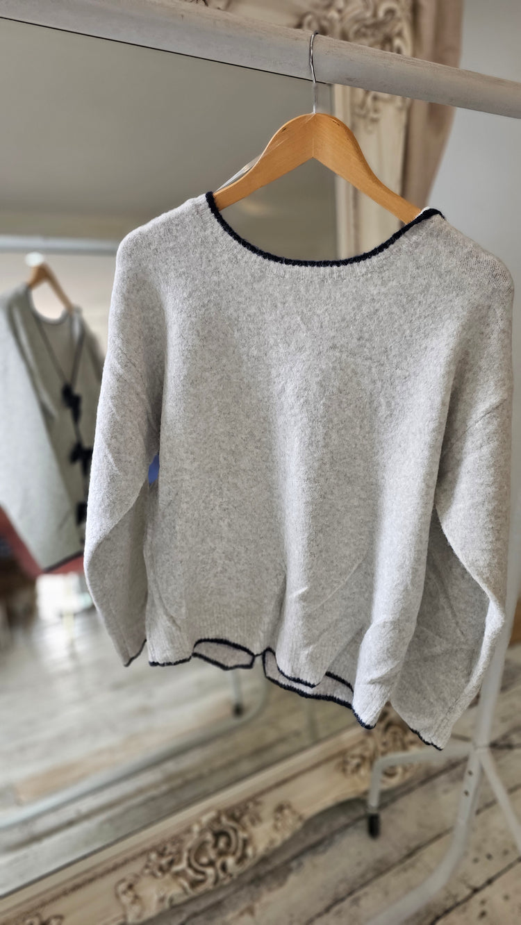 Yasmin bow back jumper in grey