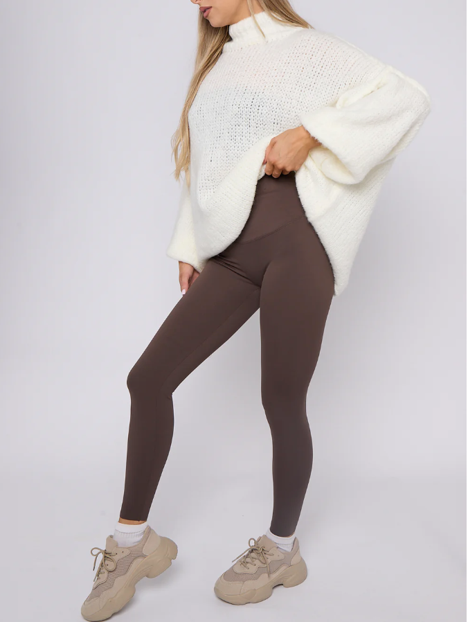 High waisted energy leggings in chocolate