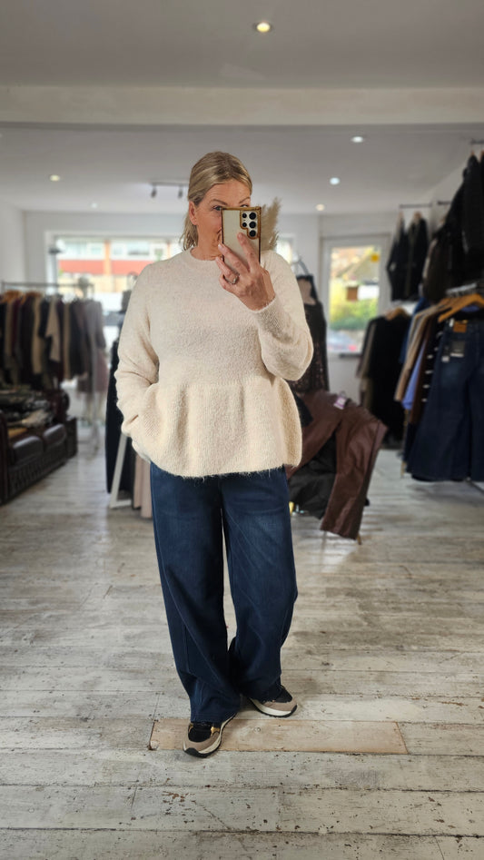 ESTER FRILL HEM KNIT JUMPER IN beige