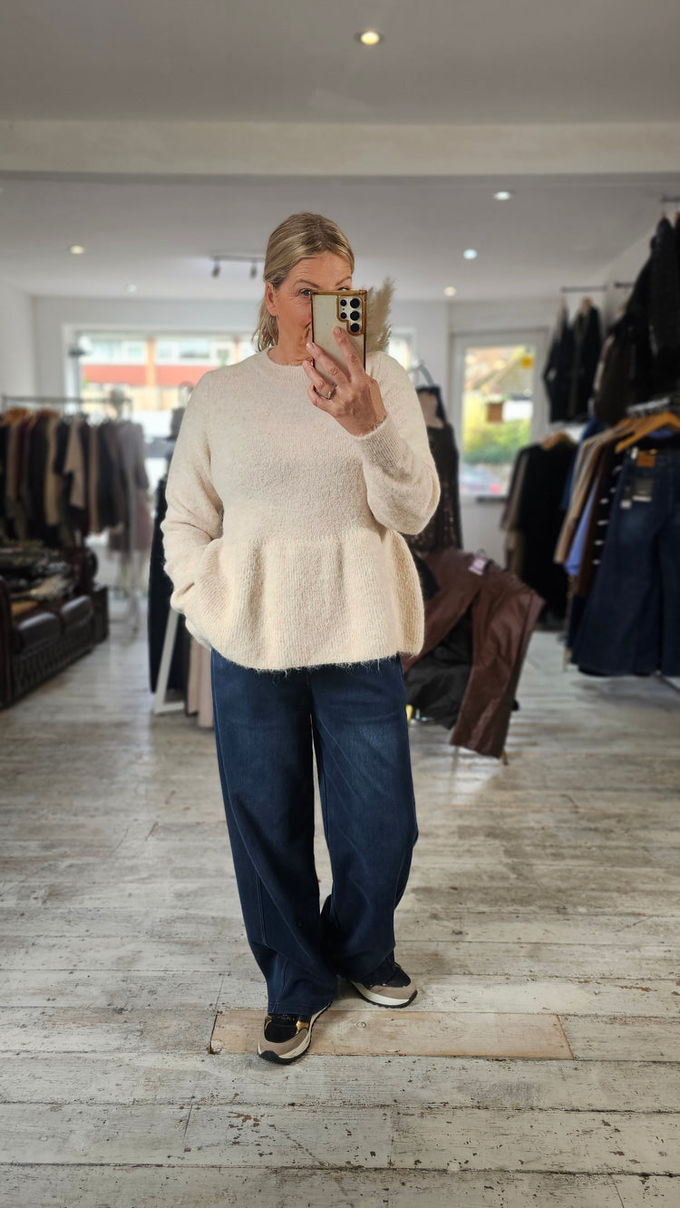 ESTER FRILL HEM KNIT JUMPER IN beige