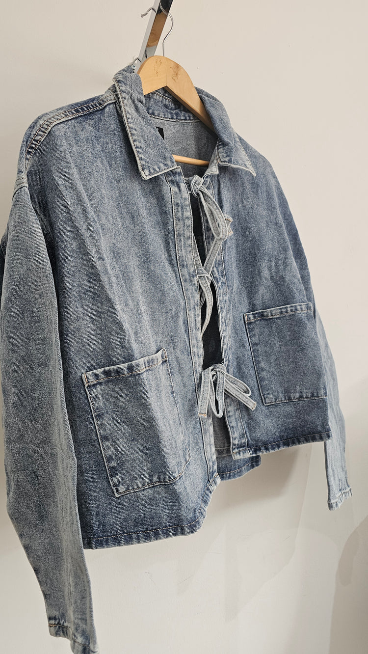 Betsy  Front Knotted Denim Jacket