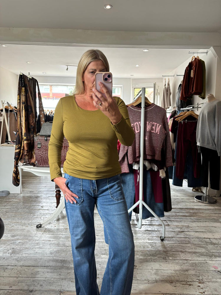 ZARA BASIC LONG SLEEVE TOP IN OLIVE