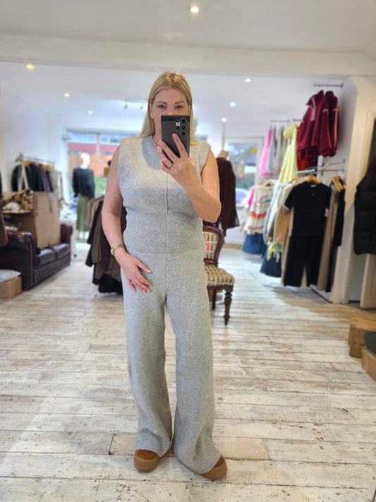 Farrah ribbed waist sleeveless two piece set in grey