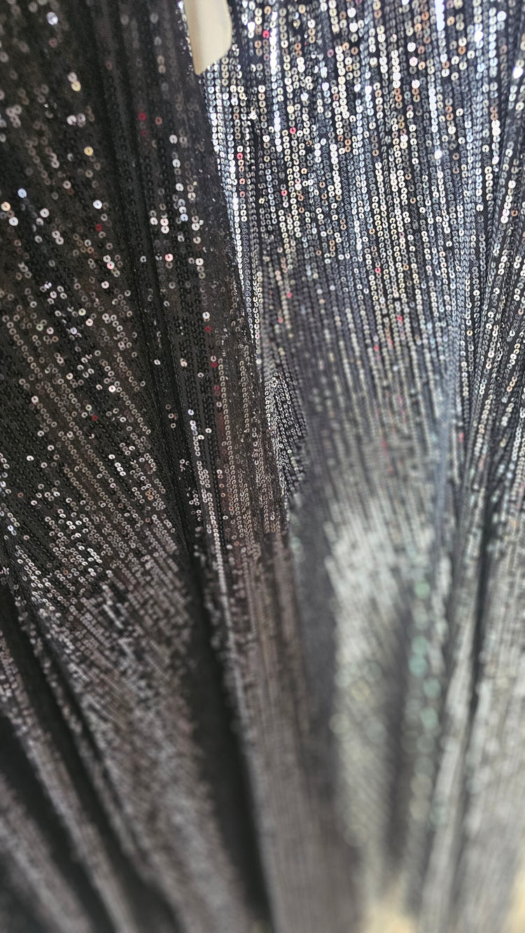 Gloria elasticated waist sequin trousers in black