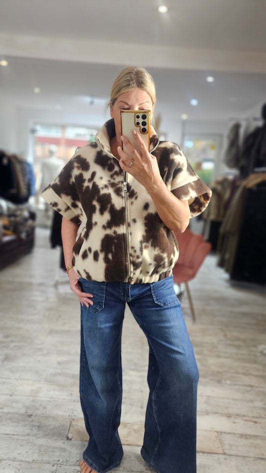 Matilda Cow Print short sleeve jacket