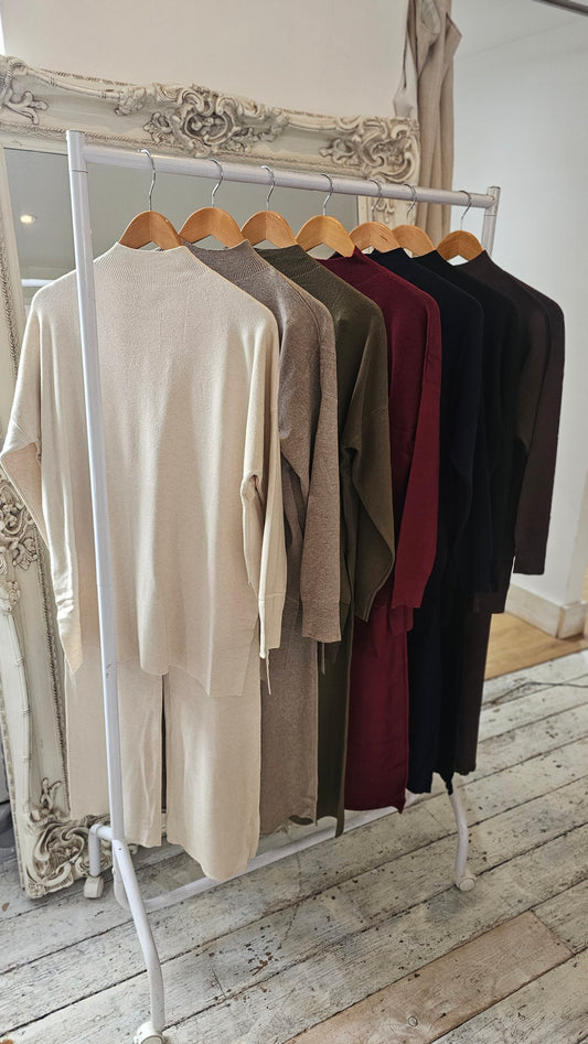 NIKKI HIGH NECK WIDE LEG TWO PIECE IN KHAKI