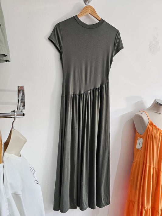 Sienna asymmetric drop waist maxi dress in Khaki