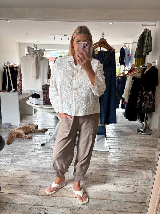 Parker Barrel leg trousers in mocha