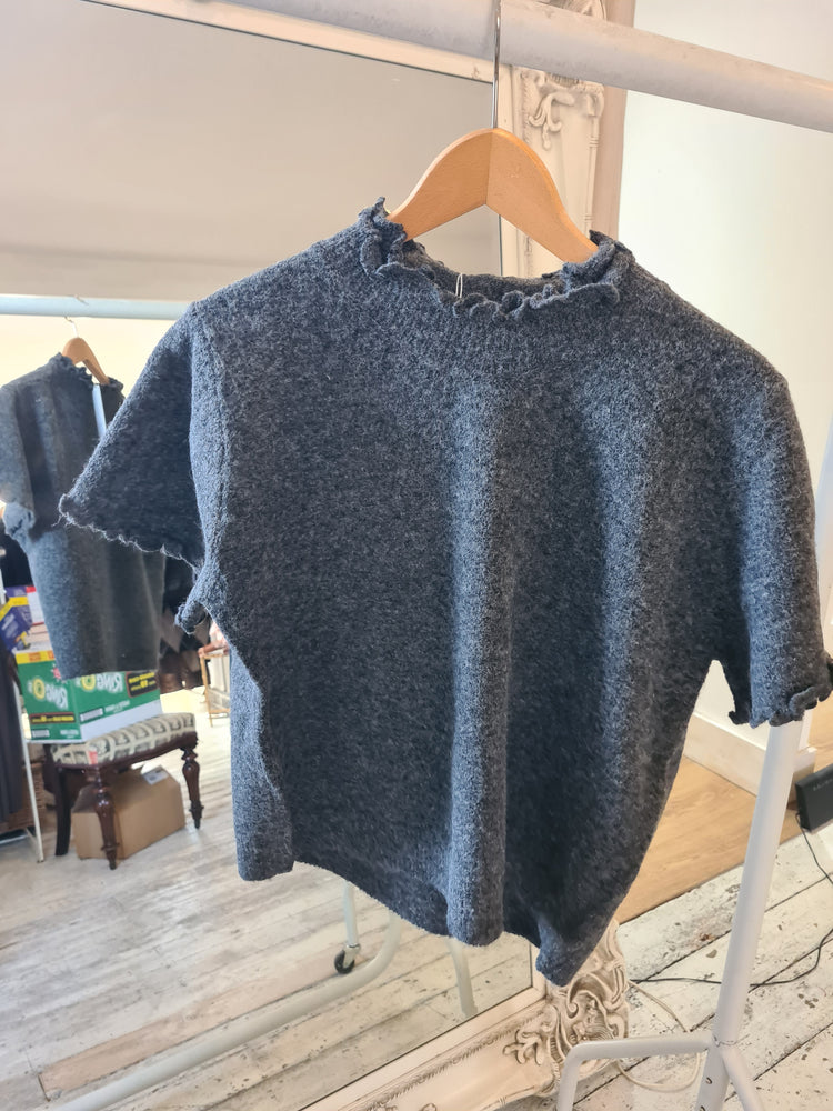 Scarlett frill hem knit jumper in grey