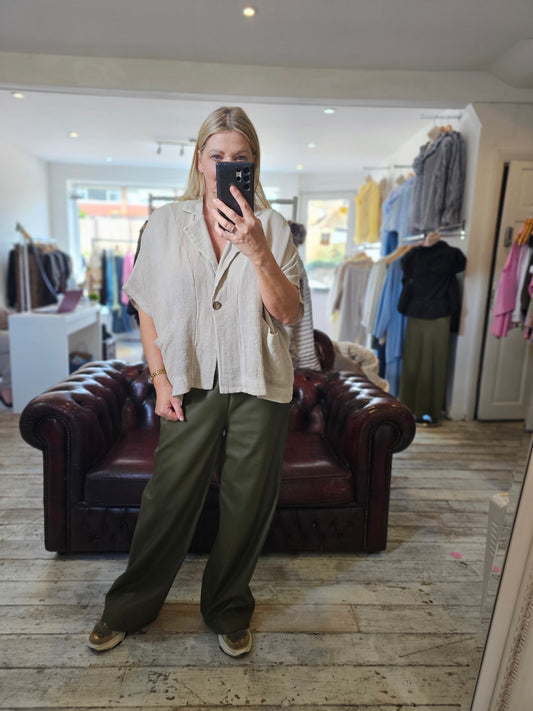 Fern Linen Blend Lightweight Jacket in beige